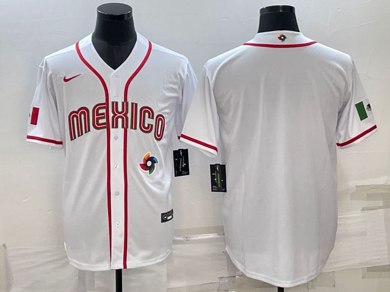 Men 2023 World Cub Mexico Blank White Nike MLB Jersey5->more jerseys->MLB Jersey